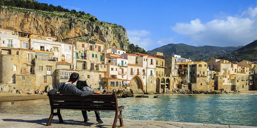 couple looking at the sea Cefalu