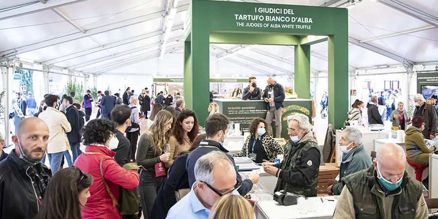 people strolling at the Tartufo Bianco d'Alba fair